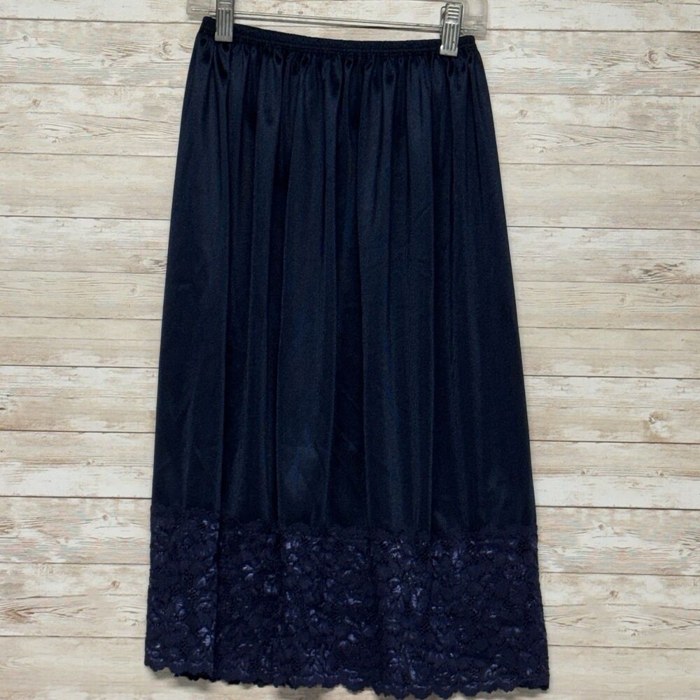 Alejandra Lace Trim Navy Half Slip 22" Long One Size - Fits 18" to 42" Waist